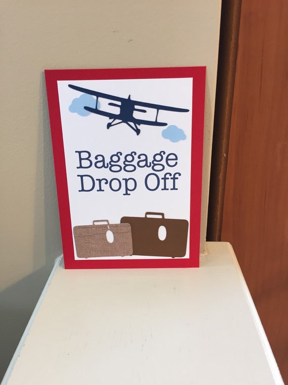 Baggage Drop Off Sign Vintage Airplane Party Decorations
