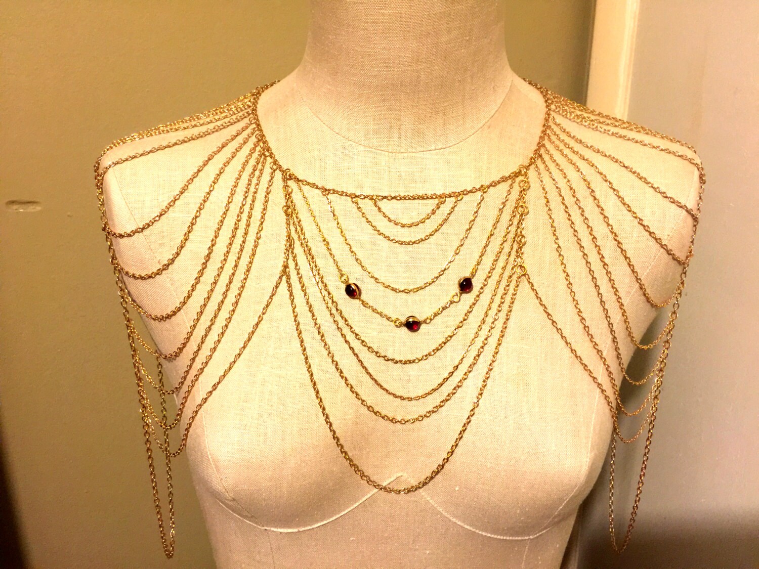 Necklace. Shoulder Jewelry for Business Women. Body Chain.