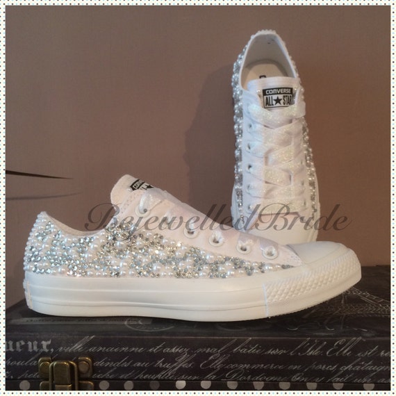 Wedding Converse with crystal amp; pearl sides by BejewelledBride