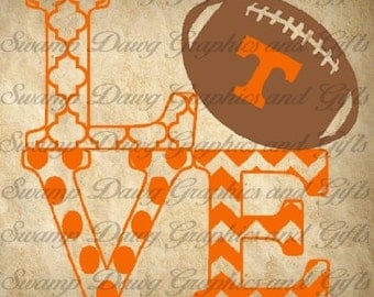 Tennessee Vols Love cut file, silhouette, circut, svg, football, nfl, college, school, little league, sports, quatrefoil, chevron
