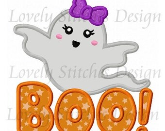 Halloween Ghost BOO Applique Machine Embroidery Design NO:0350