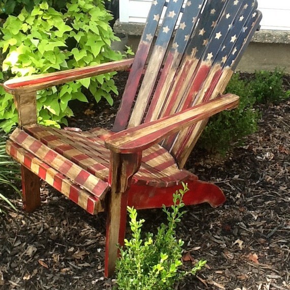 SOLD American flag Adirondack chair