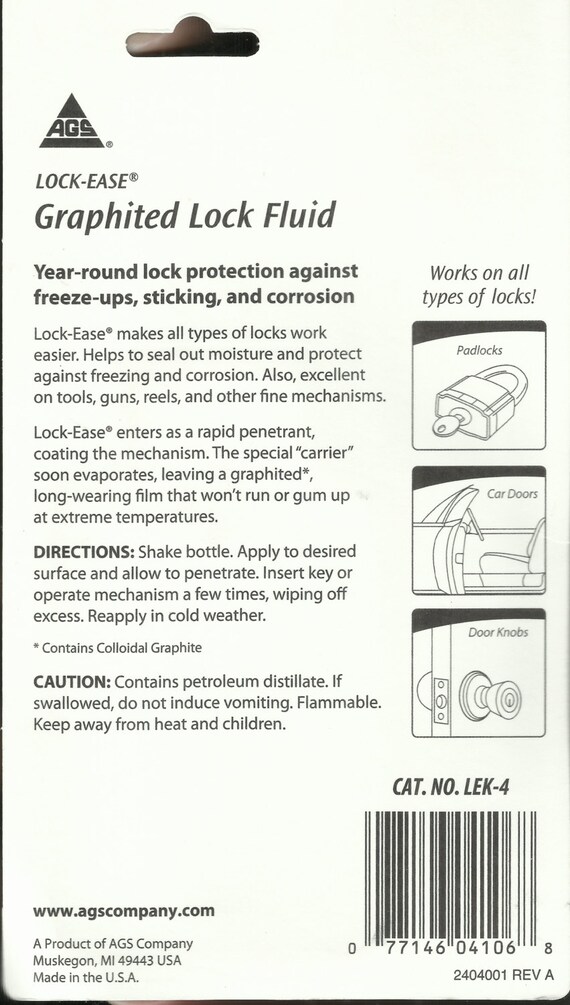 Lock Ease Liquid Graphite Lubricant Fluid Lock OIL Lubricate