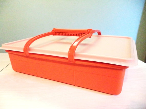 Tupperware Tuppercraft Stow-N-Go Organizer Sewing Box Orange