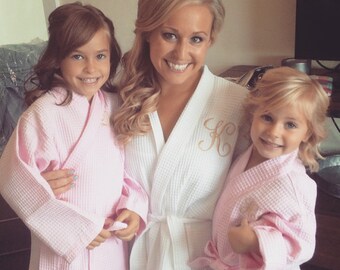 Children's Robe Flower Girl Robe Kid's Robe Girl Robe Child Robe Personalized Robe Waffle Robe Kimono Spa Robe Personalized Bridesmaids Gift