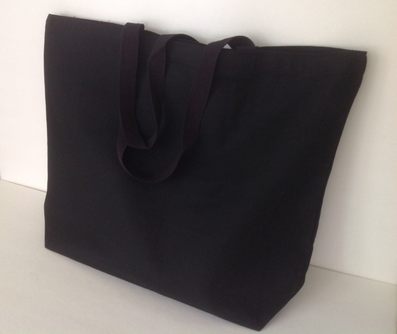 Extra large Black 12oz plain canvas tote canvas by organizedmesss