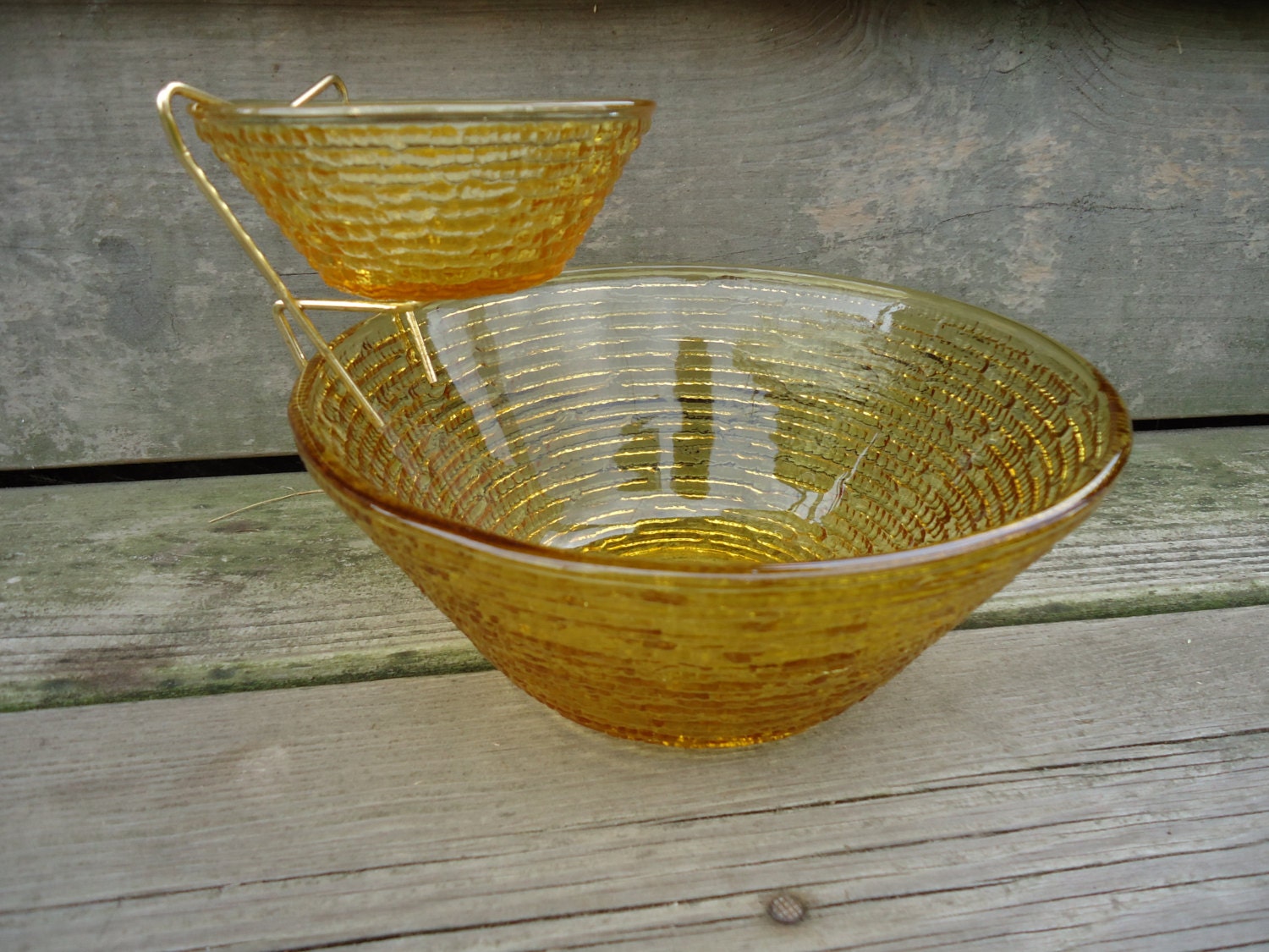 Anchor Hocking Soreno Harvest Gold Chip and Dip Set Haute Juice