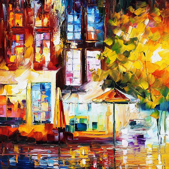 Amsterdam Palette Knife Cityscape Modern Art Oil Painting On