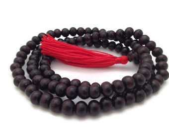Tibetan Original Dark Rosewood 108 Beads Full Mala Necklace for Meditation and Yoga