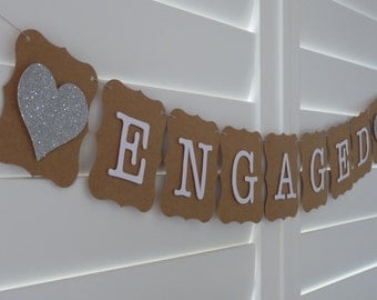ENGAGED Banner Bunting Garland - Engagement Bridal Shower decoration
