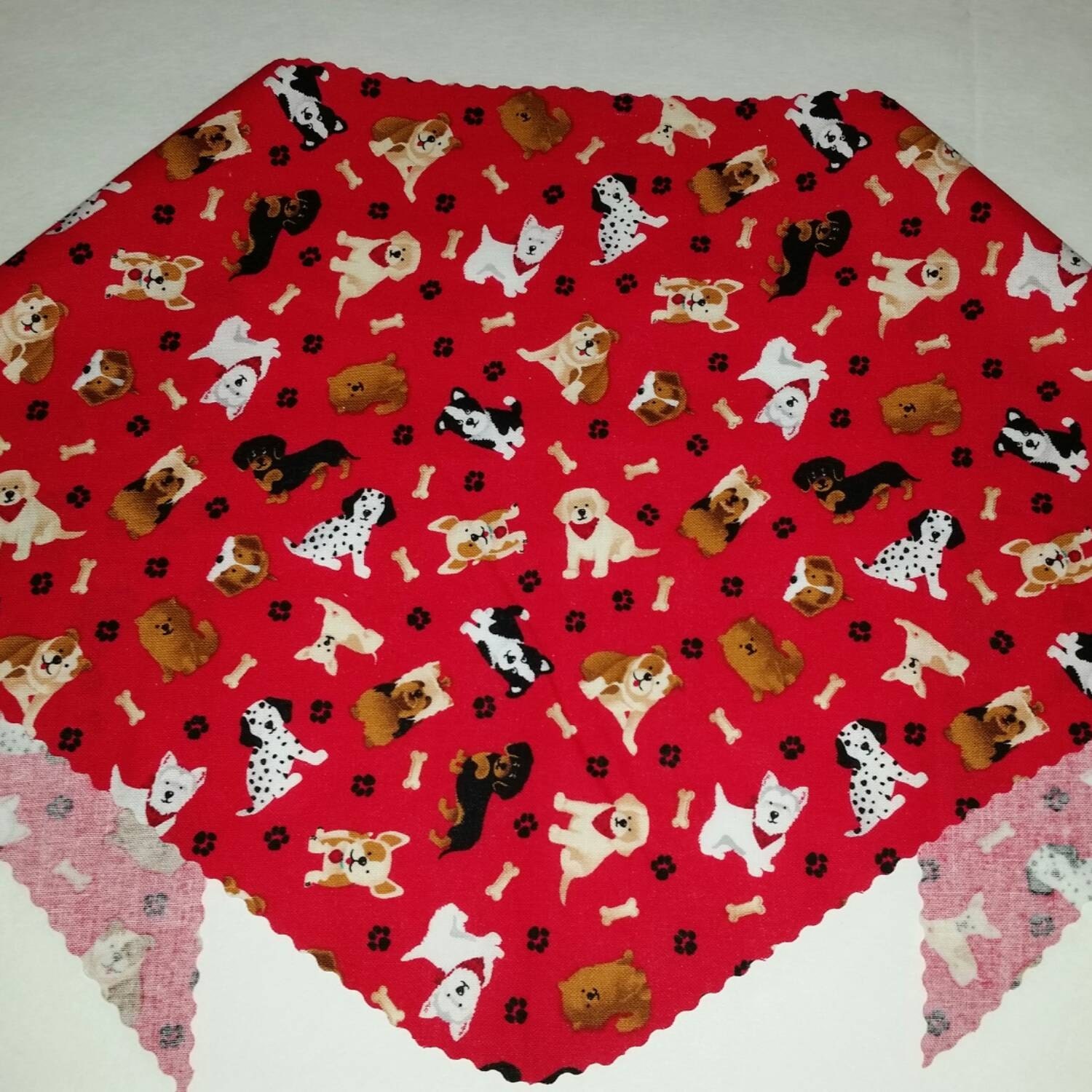 Dogs Puppies on Red Bandana Dog Bandana by PamperedPupsBakery