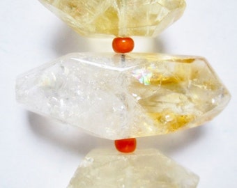 11 pcs Natural Citrine Nuggets - approx. 40 - 20 mm x 18 - 15 mm Gemstone Beads - Half Strand 7 1/2", 11 beads, A-Quality
