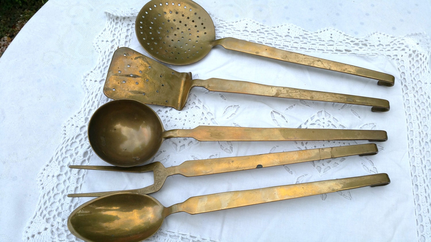 brass kitchen utensils set