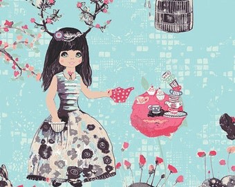Alice in Wonderland Fabric- Wonderlandia Fondant by Katarina Roccella for Art Gallery WND 1540 Neutral - Priced by the 23-inch repeat