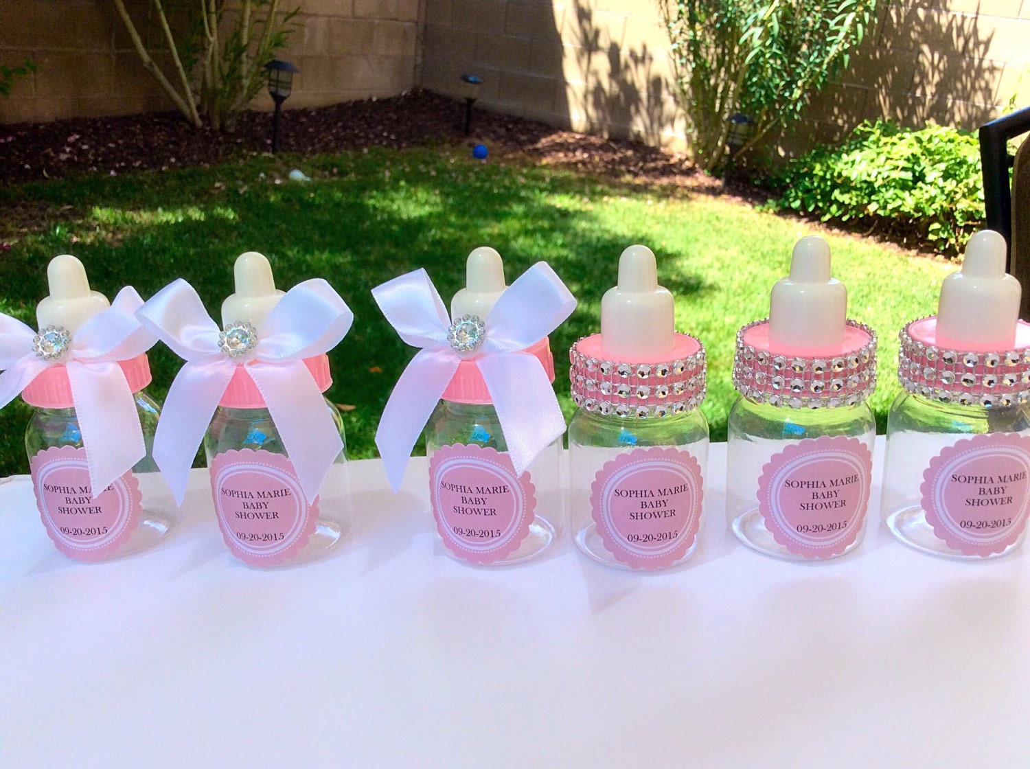 12 small 3.5 Pink Baby shower favors pink bottle