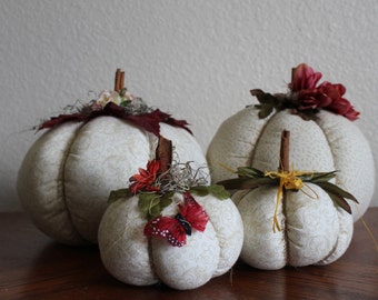 Handcrafted Fall Pumpkins - White
