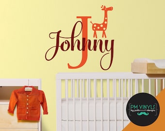 Personalized Monogram Giraffe Baby Nursery Wall Decal - MON004