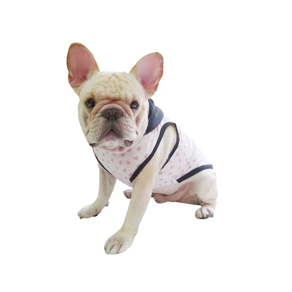 Φ FRENCHIEΦ Pink Heart Black Hoodie French BullDog Pug wear Bully Manny Cloth Apparel Pet Goods