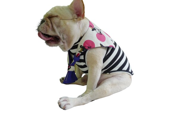 Φ FRENCHIEΦ ACCESSORY Double Look Sailor Collar Peach Royal Blue French Bull Dog Pug wear Bully Manny Cloth Apparel Pet Puppy Cat