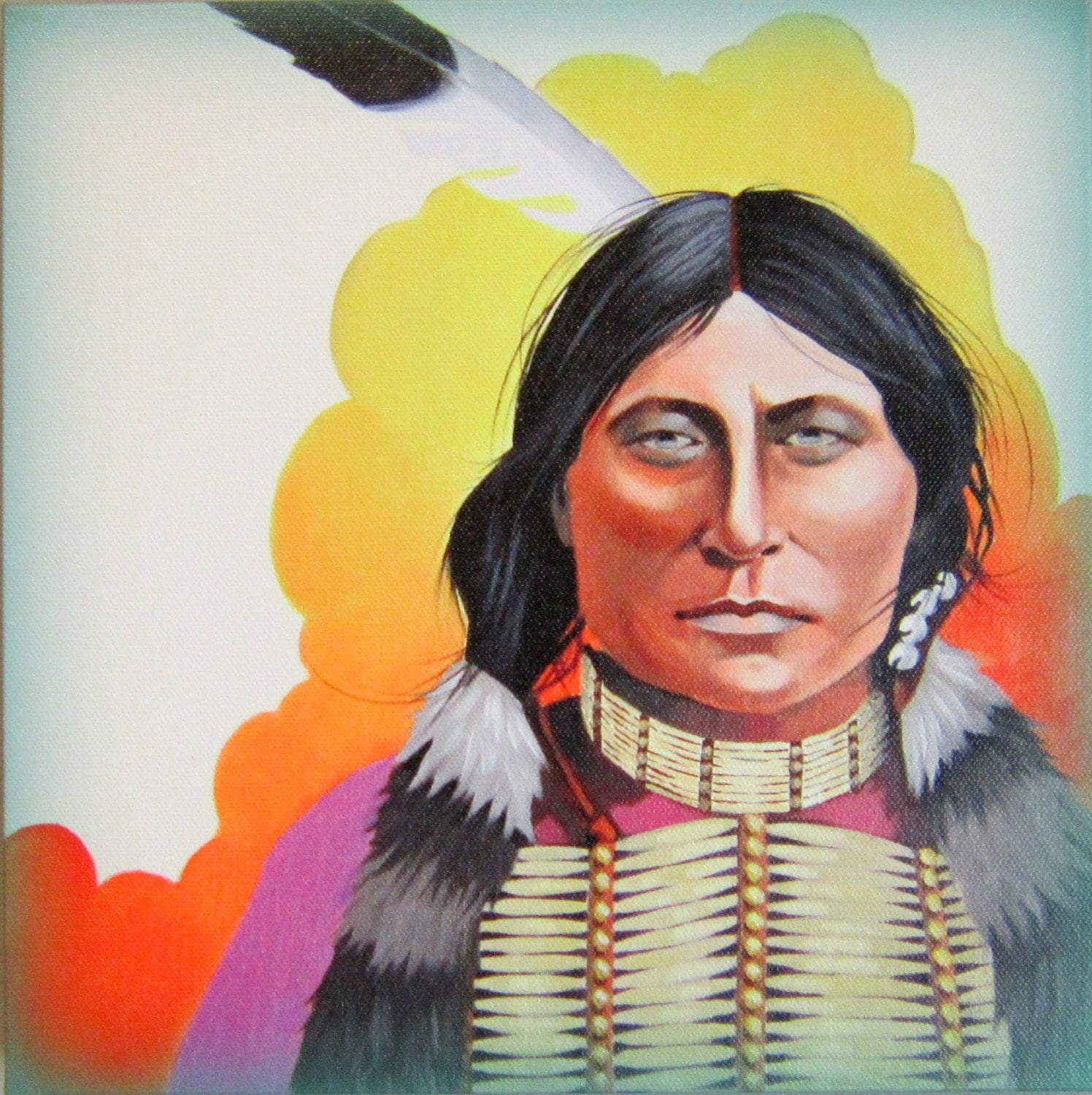 SPIRIT WARRIOR Native American Portrait on Canvas