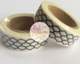 White with Black Moroccan Washi Tape 15mm