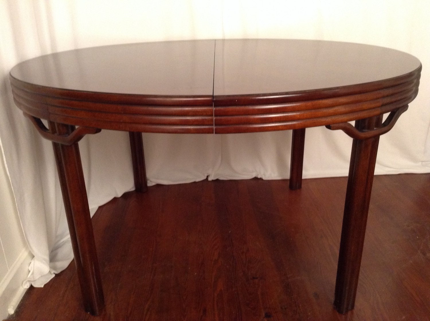 Vintage Baker Oval Dining Table In Solid Mahogany With Pagoda Detail Haute Juice