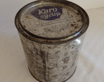 Vintage Karo Syrup Tin. Vintage Kitchen Storage. Vintage Kitchen Tins
