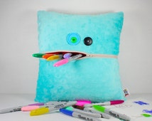 aqua plush pillow