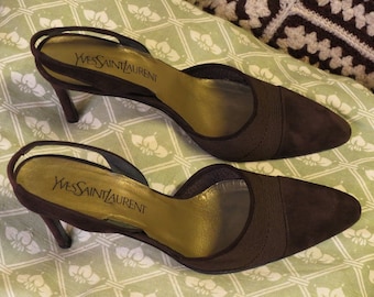 YVES SAINT LAURENT shoes in brown suede heel