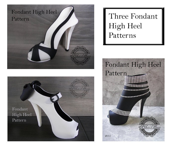 Pdf Instant Download Fondant High Heel Patterns Set Of Three 