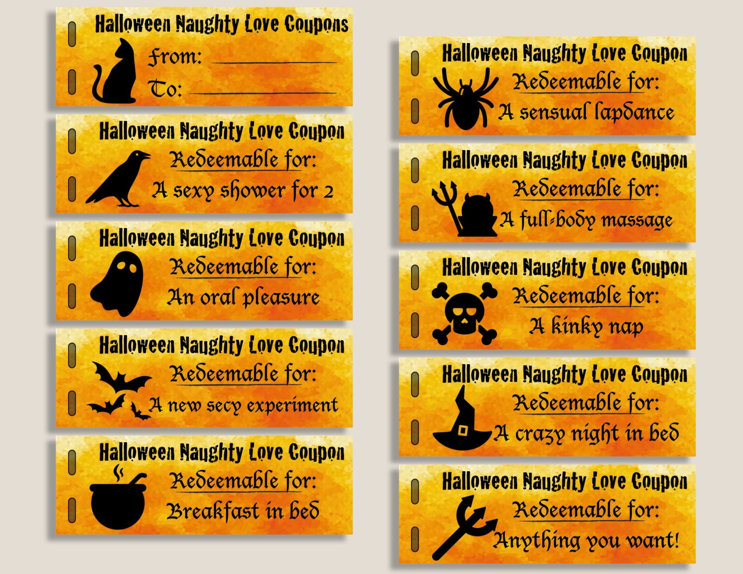 Halloween Instant Download Printable Sexy Love Coupons Book Naughty Blank Love Coupon Sexy