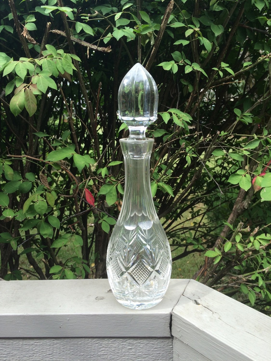 Vintage Lead Crystal Decanter Liquor Bottle Etched Diamond Pattern Glassware Decanter With 4306