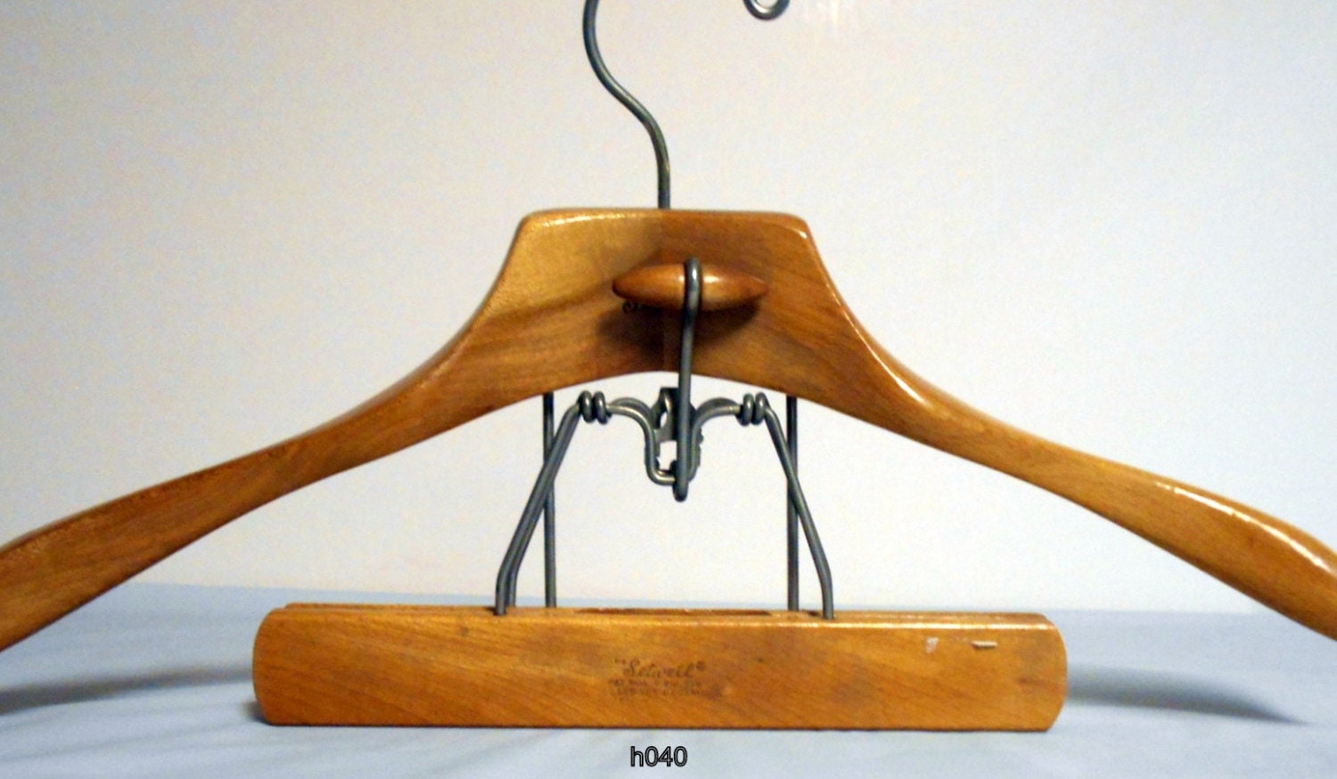 Vintage Setwell Wooden Suit Heavy duty Clothes hanger Pant hanger Wood