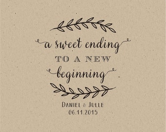 A Sweet Ending to a New Beginning -branch- Custom wedding rubber stamp -name&date-Personalized Wedding Favor stamp,custom stamps