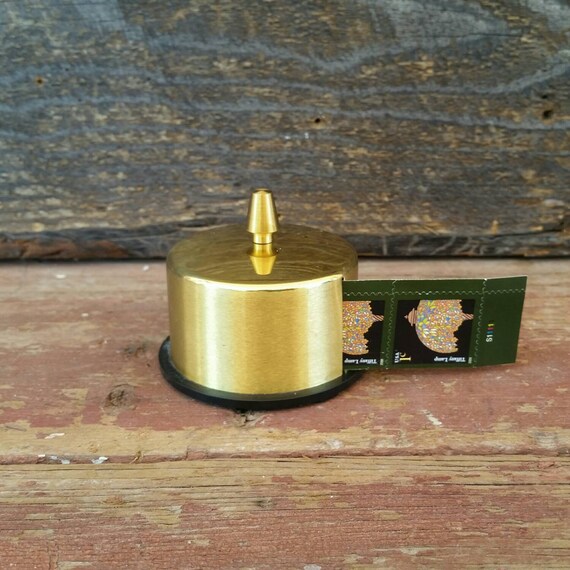 Vintage Stamp Roll Holder Brass Postage Stamp Holder Desk