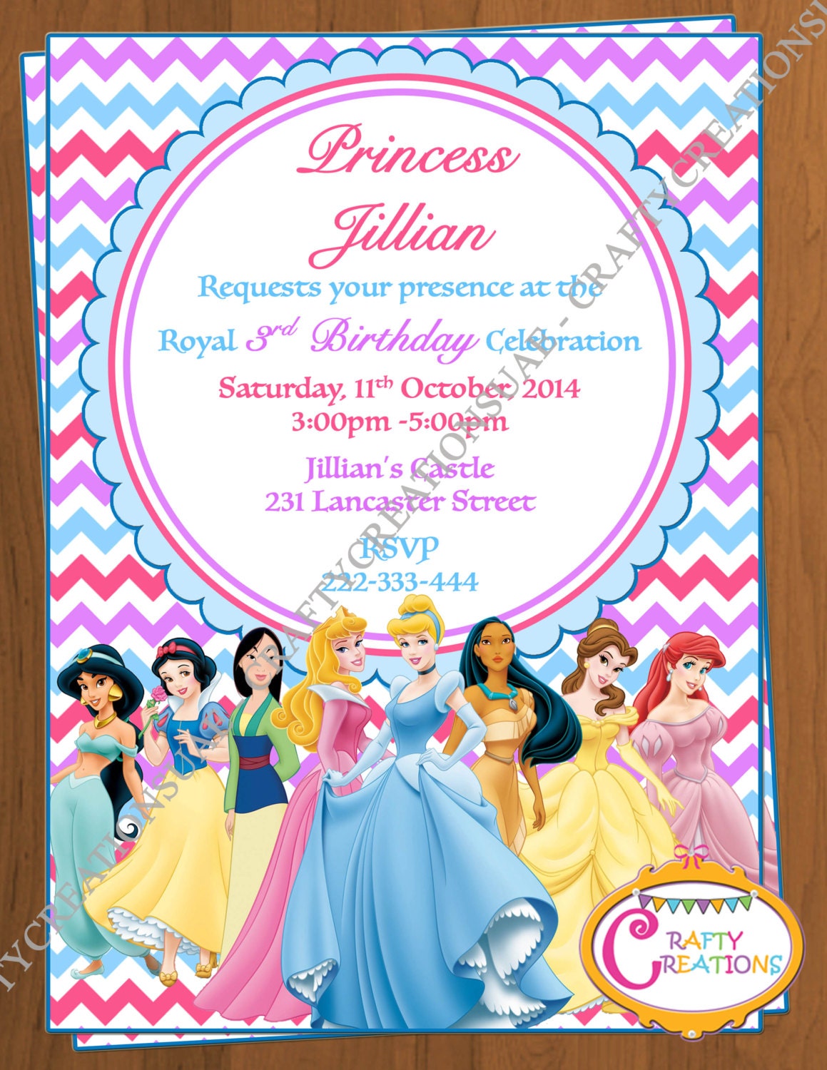 Disney Princess Invitation Disney Princess Party Invitation