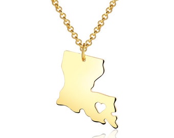 Louisiana Necklace - Louisiana Pendant - 18k gold plated State Necklace - State Charm - Map necklace