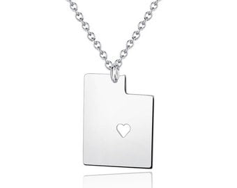 Utah Necklace - Utah Pendant - I heart State Necklace - State Charm - Map necklace