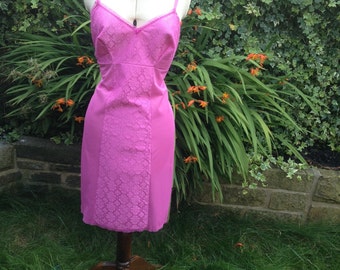Vintage 1970's Nylon Slip, Hot Pink Lingerie