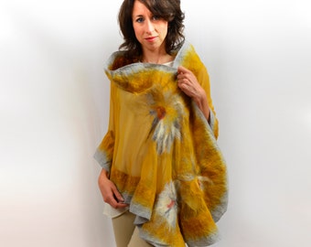 Amber shawl, ideal for dresses, blouses, wedding, bridal - Only one copy for You! eco-fashion fabric