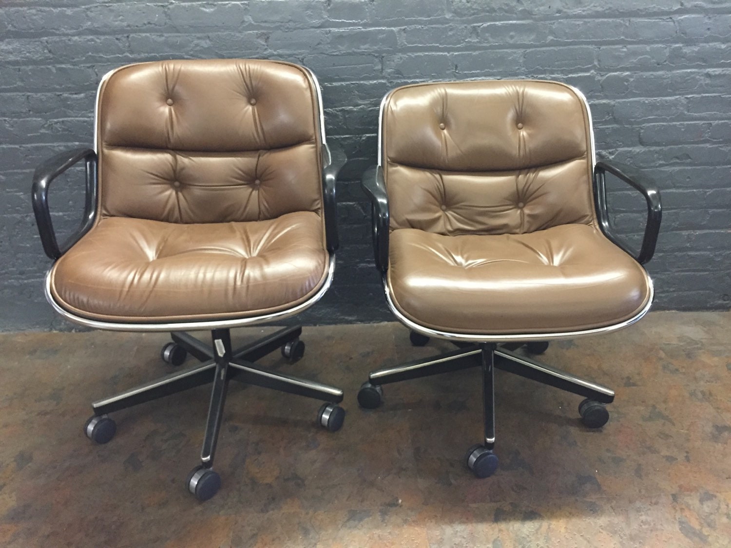 Charles Pollock for Knoll Brown Leather Midcentury Office Chair â Haute Juice