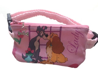 Insulin Pump Pouch Pack Lady & the Tramp with sparkly zip charm.