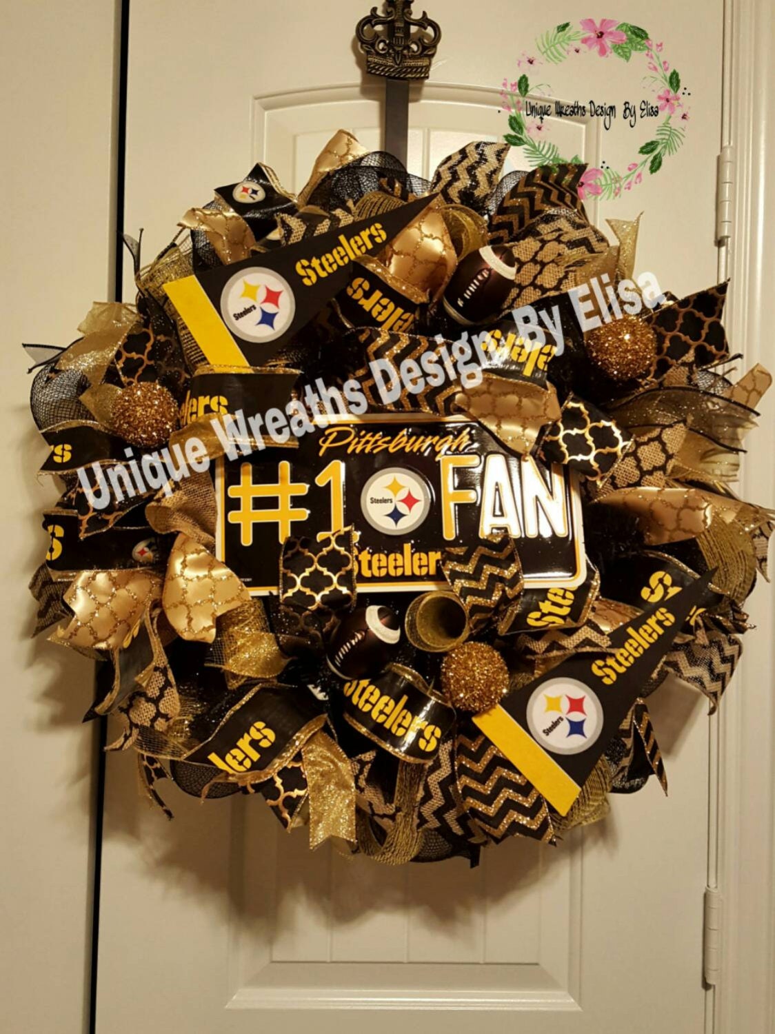 Pittsburgh Steelers Wreath Steelers Mesh Wreath Pittsburgh