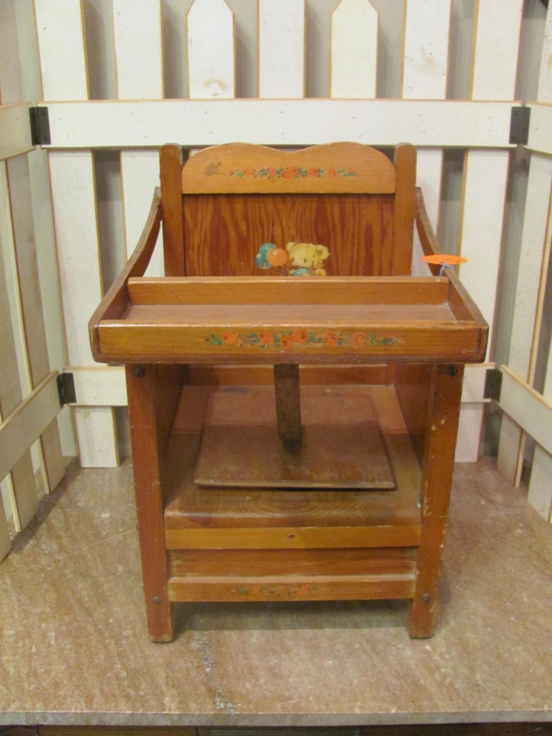 Vintage Wood Potty Chair with Tray