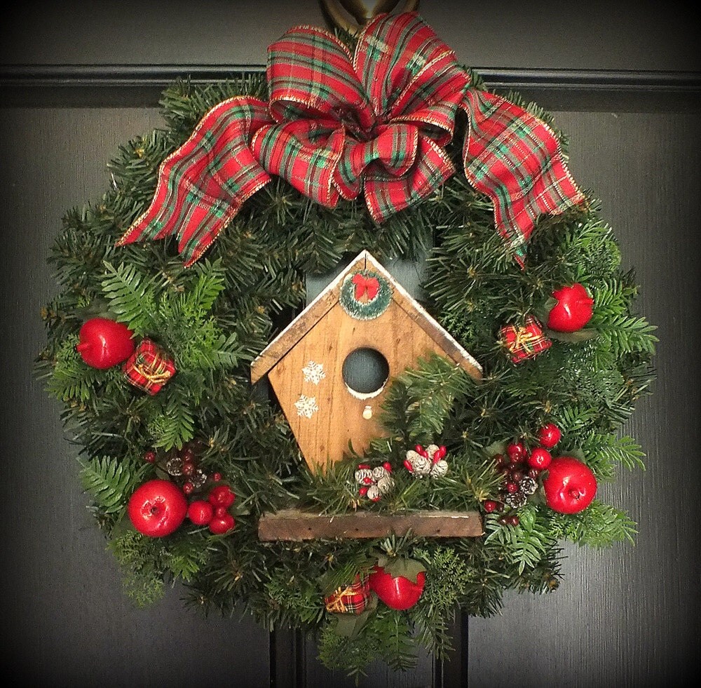 Christmas Birdhouse Wreath