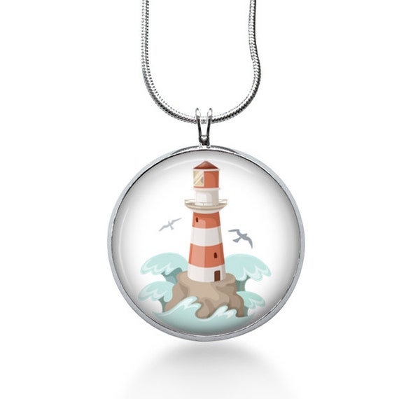 Lighthouse Charm Necklace - Lighthouse Pendant - LightHouse Charm - Ocean - Pendant Necklace - beach jewelry - gifts for her, beachy, summer