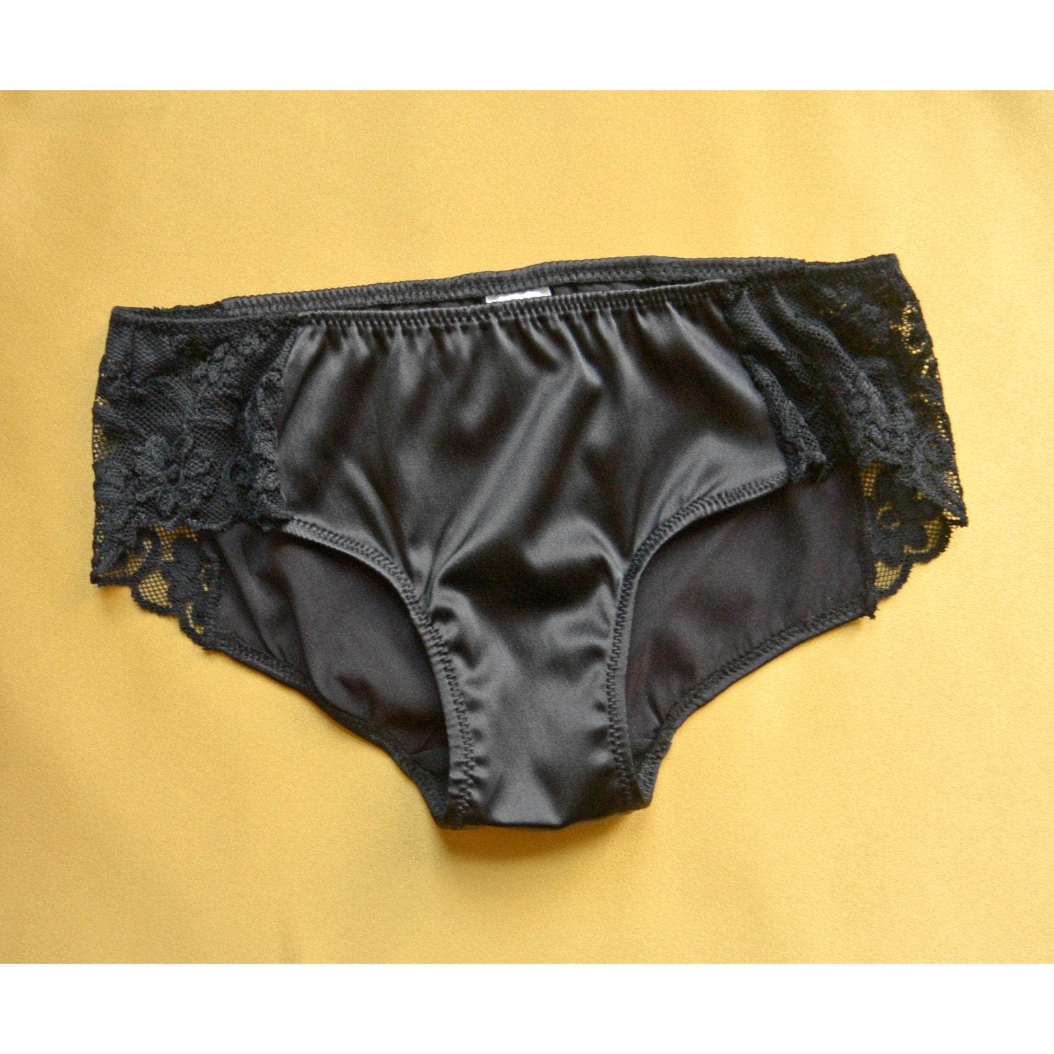 Black panties sides lace black solid satin glamor by BarbeRose