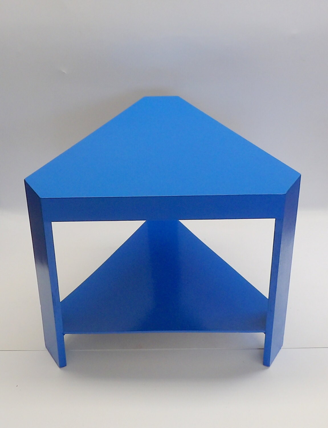 Blue Triangle End Table Cobalt Blue Side Table Shield Painted Furniture