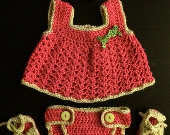 Summer Crocheted Baby Dress Set