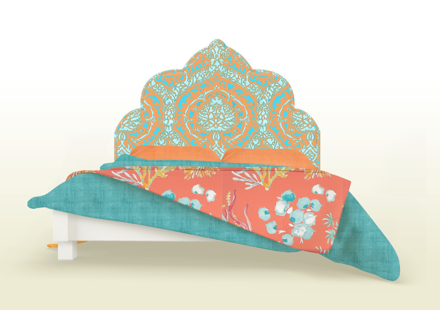 Boho Wall Decal Headboard Moroccan Nights Turquoise and